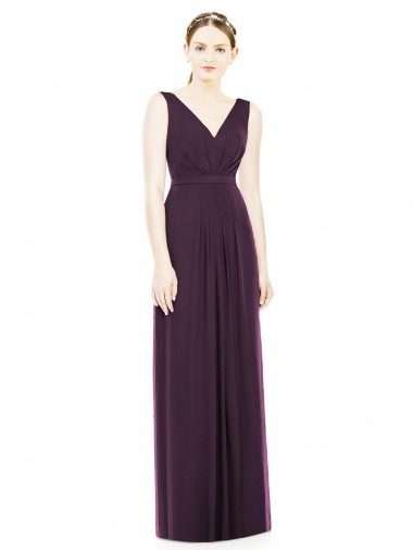 Shop V-Neckline Sleevelss Full Length Chiffon Bridesmaid Dress Perth