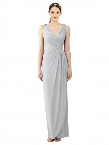 Shop Draped Sleeveless Long Chiffon V-Neck Bridesmaid Dress Perth
