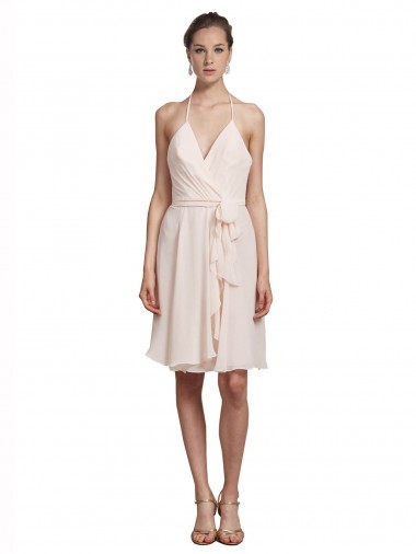 Shop Short Knee Length Wrap Chiffon Halter Bridesmaids Dress Perth