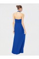 Sleeveless Long Chiffon Empire Gown with Pleated Halter Straps