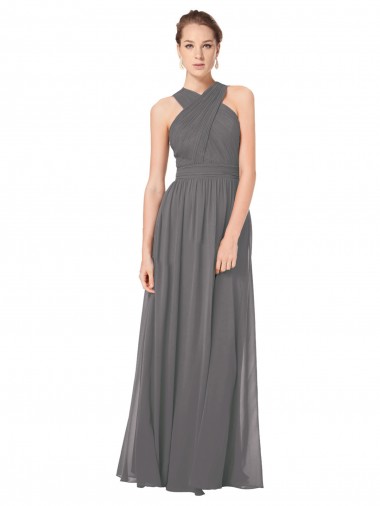 Shop Long Chiffon Halter Bridesmaid Dress Keyhole Back Perth