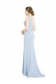 Full Length Chiffon Bridesmaid Dress with Sparkly Neckline and Belt