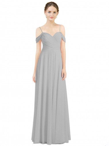 Shop Off the Shoulder Long Chiffon Bridesmaid Dress with Ruched Bodice Perth