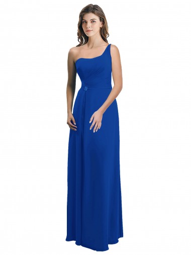 Shop One Shoulder A-Line Chiffon Bridesmaid Dress with Pleated Bodice Perth