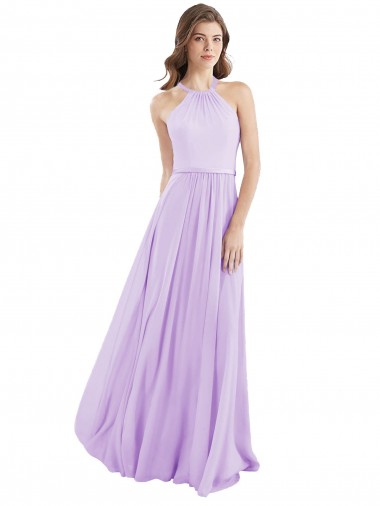 Shop Halter Chiffon A-Line Bridesmaid Dress with Flounce Back Perth
