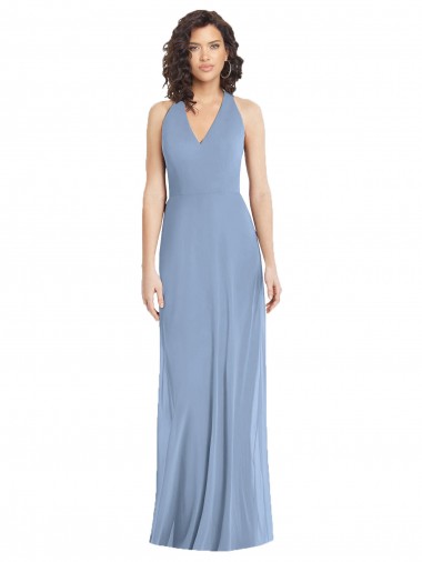 Shop V-Neck Halter Back Straps Chiffon Formal Bridesmaid Dress Perth