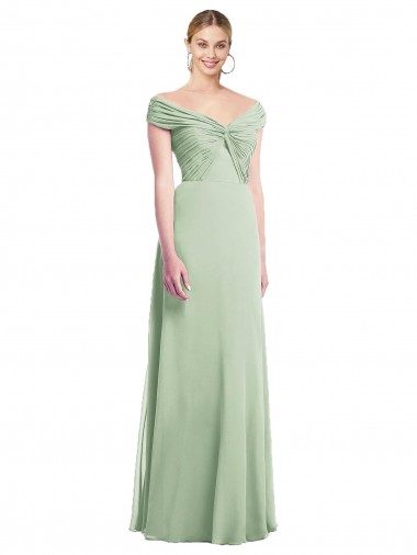 Shop Draped Off the Shoulder Lux Chiffon Bridesmaid Dress Perth
