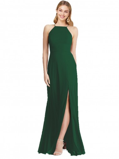 Shop High-Neck Maxi Bridesmaid Dress with Front Slit Perth