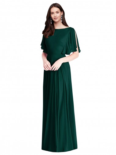 Shop Backless Floor Length Split Sleeves Maxi Bridesmaid Dress Perth