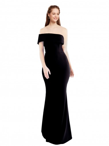 Shop Asymmetrical Draped Off the Shoulder Banded Formal Crepe Bridesmaid Dress / Prom Dress Perth