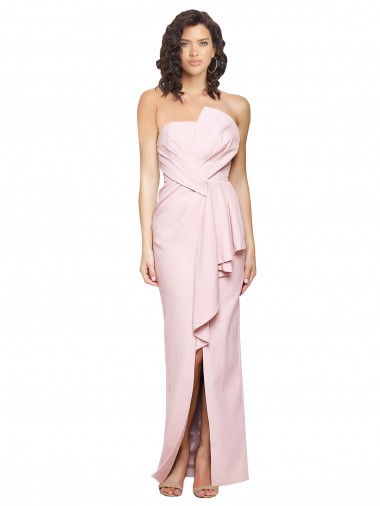 Shop Strapless Long Full Length Ruffles Low Back Formal Crepe Bridesmaid Dress / Prom Dress Perth