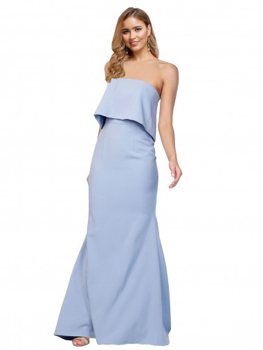 Shop Strapless Full Length Formal Crepe Bridesmaid Dress / Prom Dress with Bodice Overlay Perth