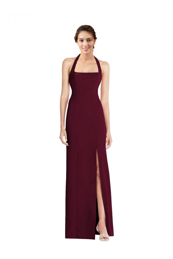 Tie Halter Open Back Trumpet Bridesmaid Dress / Prom Dress