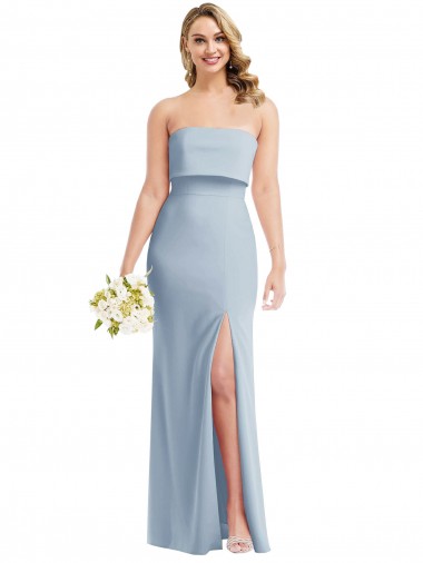 Shop Strapless Overlay Bodice Crepe Maxi Bridesmaid Dress / Prom Dress with Front Slit Perth