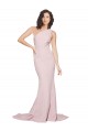 Long Sweep Train One Shoulder Crepe Bridesmaid Dress / Prom Dress with Side Leg Split