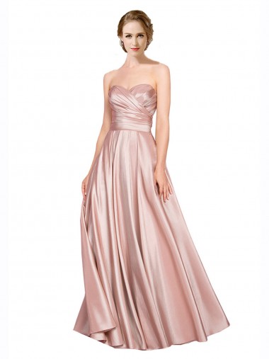 Shop Long Plated Strapless Sweetheat Formal Stretch Satin Bridesmaid Dress / Prom Dress Perth