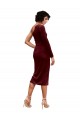 One Shoulder Fitted Short Midi Length Velvet Bridesmaid Dress / Prom Dress